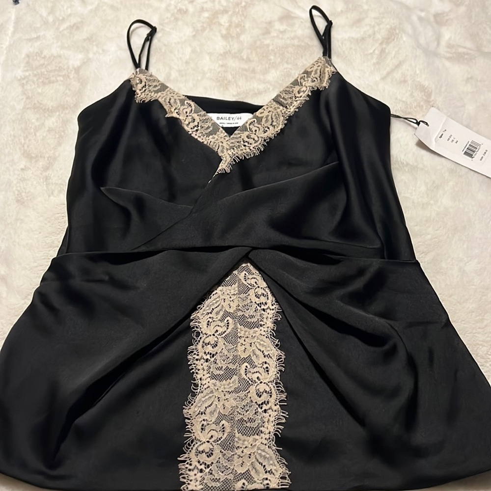 Bailey 44 Agnes cami with beige lace detail.